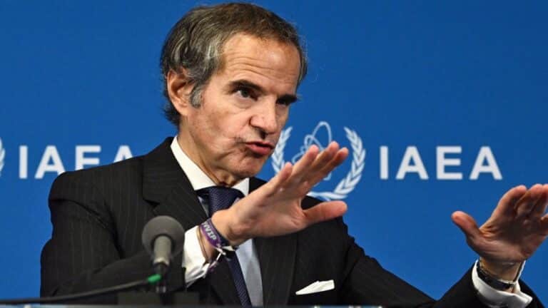 Rafael Grossi, Director General of the International Atomic Energy Agency, speaks to journalists during a press conference, shortly after the IAEA’s Board of Governors meeting at the agency's headquarters in Vienna, Austria, on June 9, 2025. Photo: AFP.