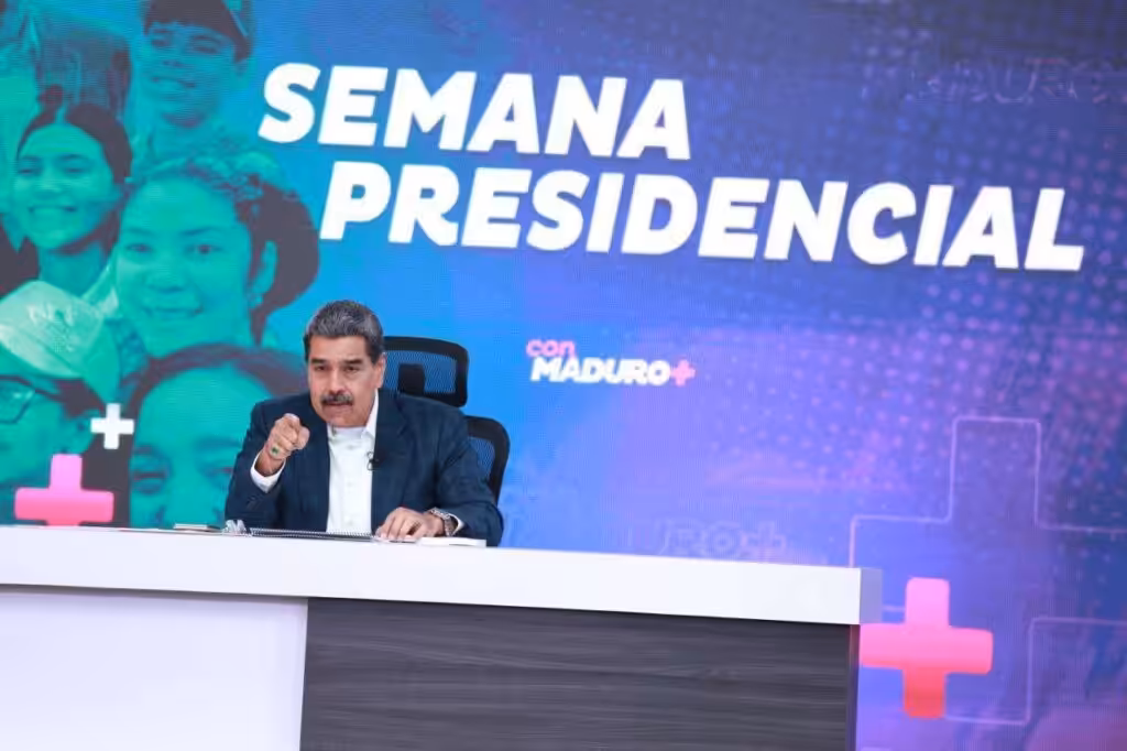 Venezuelan President Nicolas Maduro during his weekly Con Maduro+ program. Photo: Venezuela's Presidential Press.