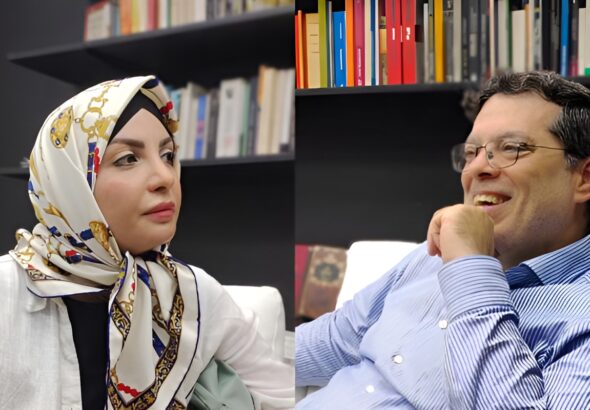 Zeinab Ghasemi Tari and Seyyed Mohammad Marandi in the Misión Verdad newsroom. Photo: Joseph Soto/Misión Verdad.
