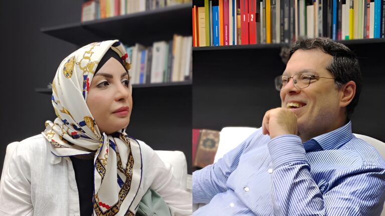 Zeinab Ghasemi Tari and Seyyed Mohammad Marandi in the Misión Verdad newsroom. Photo: Joseph Soto/Misión Verdad.