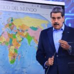 Venezuelan President Nicolas Maduro with a world map in the background on Monday, June 23, 2025. Photo: Presidential Press.