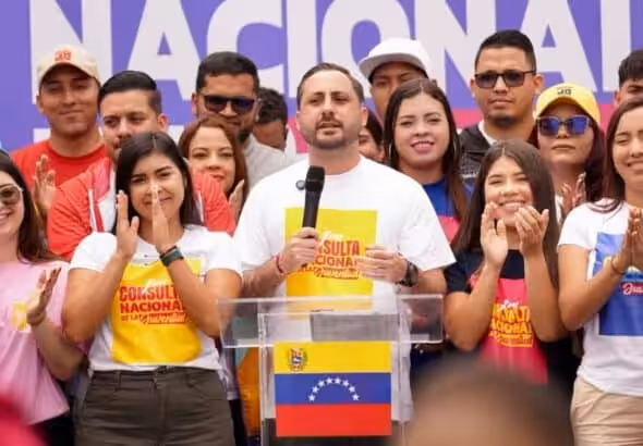 Venezuelan Youth Minister Sergio Lotartaro during a political rally. File photo.