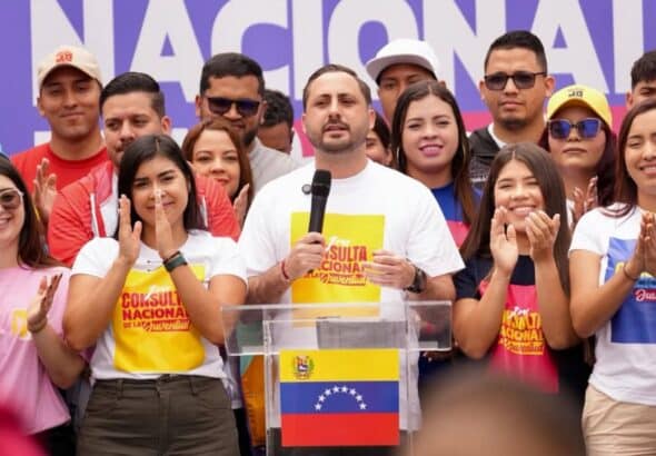 Venezuelan Youth Minister Sergio Lotartaro during a political rally. File photo.