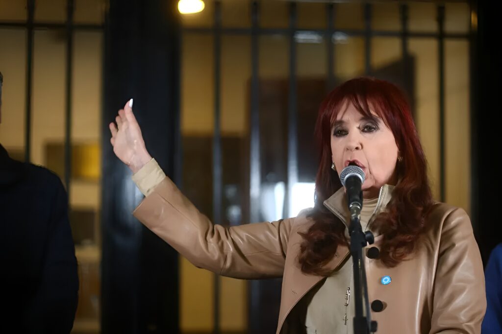 Former Argentinian President Cristina Fernández de Kirchner speaks at the Justicialist Party headquarters in Buenos Aires on June 9, 2025. Photo: Stringer/Xinhua News.