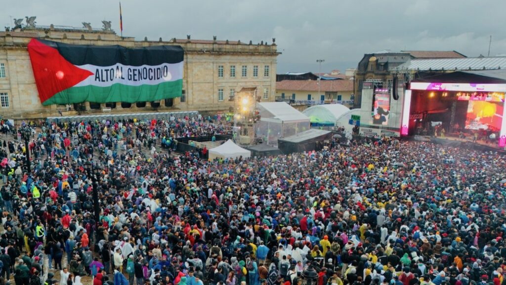 Concert and demonstration in support of Palestine in Plaza Bolívar, Bogotá, Colombia, in 2024. Photo: Presidencia de Colombia.