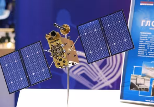 Model of a Russian Glonass-K series spacecraft. Photo: File photo.