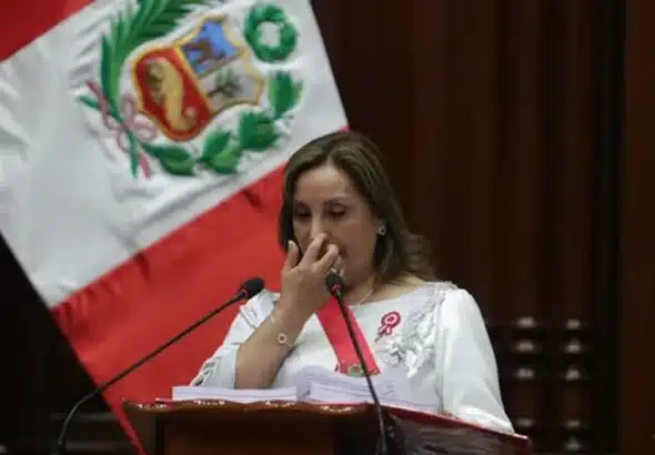 Peruvian President Dina Boluarte. Photo: X/@elcomercio_peru.