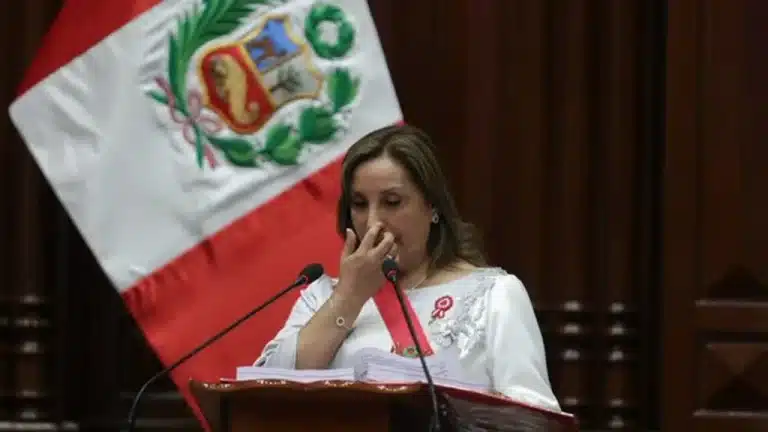 Peruvian President Dina Boluarte. Photo: X/@elcomercio_peru.
