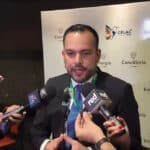 Colombian Minister of Mines and Energy, Edwin Palma Egea, speaking to reporters. Photo: X/@PalmaEdwin.