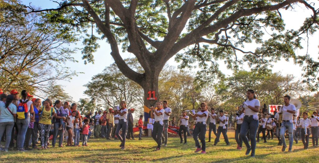 The local high school marching band during communal festivities at Comuna El Maizal, Lara state, in March, 2020. Photo: Katrina Kozarek/Venezuela Analysis.
