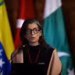 UN Special Rapporteur Francesca Albanese speaks at the Emergency Conference of States, hosted by Colombia and South Africa, to discuss measures against the Zionist entity for its genocide in Gaza, July 15, 2025, Bogota, Colombia. Photo: Luisa González/Reuters.