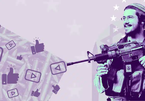 Compilation art showing Western social media icons (Left) and an 'Israeli' soldier (Right). Photo: MintPress News.