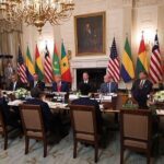 US President Donald Trump at a meeting with African Leaders in the White House, Washington, DC, July 9, 2025. Photo: Win McNamee/Getty Images.