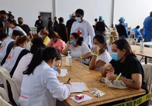 Venezuelan repatriates receive medical attention upon arrival in the country. File photo.