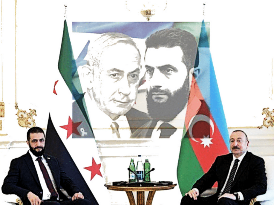 Abu Mohammed Al Jolani (now known as Ahmed Al Sharaa), HTS leader (left) meets with Azerbaijani President Ilham Aliyev (right) in Baku.