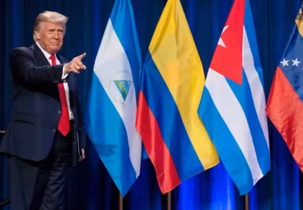 Donald Trump at a ‘Latinos for Trump’ event at Trump National Doral Miami resort in late September, 2020. Photo: Evan Vucci/AP/file photo.