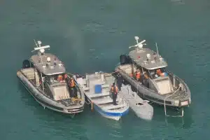 Colombian Navy seized an unmanned narco-submarine in the Caribbean. Photo: AFP.