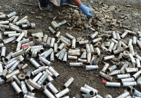 Ammunition used against protestors, which led to the death of a young girl, Michelle Becker, from the large amount of tear gas that filled her home. Photo: Claridad Panamá.