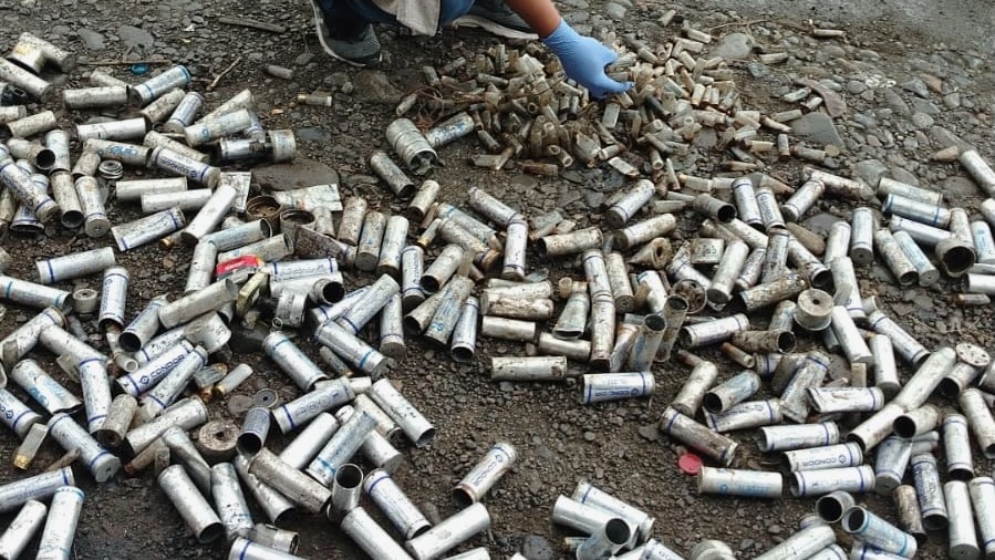 Ammunition used against protestors, which led to the death of a young girl, Michelle Becker, from the large amount of tear gas that filled her home. Photo: Claridad Panamá.