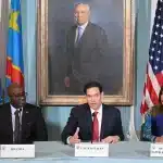 US Secretary of State Marco Rubio during a peace agreement signing ceremony between Democratic Republic of the Congo Foreign Minister Therese Kayikwamba Wagner and Rwandan Foreign Minister Olivier Nduhungirehe in Washington, DC on June 27, 2025. Photo: AFP.