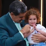 Venezuelan President Nicolas Maduro holding rescued baby Maykelis Espinoza during his program Con Maduro+. Caracas, Monday, July 21, 2025. Photo: Venezuela's Presidential Press.