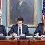 Paraguay's Foreign Minister Ruben Ramirez Lezcano (left), US Secretary of State Marco Rubio (center), and US Deputy Department of Homeland Security Secretary Troy Edgar (right) sign a memorandum of understanding. Photo: X/@SecRubio.