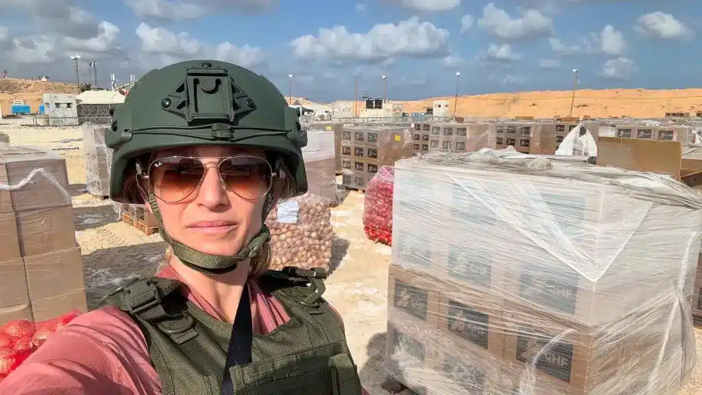 A photo posted on social media by Brooke Goldstein on August 18, 2025 in a post promoting the Gaza Humanitarian Foundation. Photo: Brooke Goldstein/Facebook.