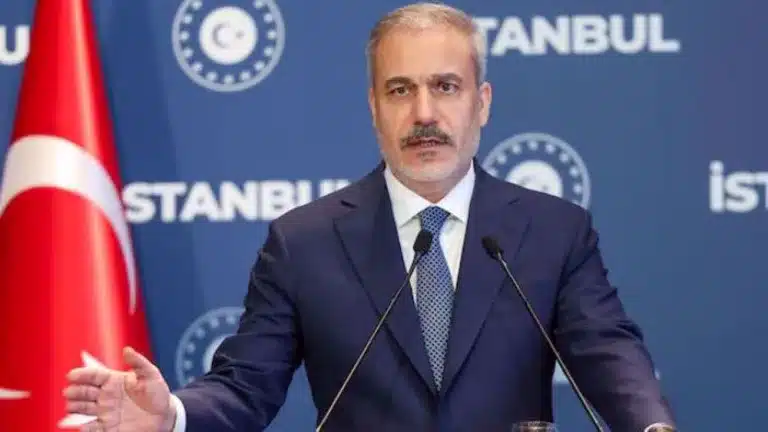 Turkish Foreign Minister Hakan Fidan speaks during a press conference in Istanbul, Turkey on July 26, 2025. Photo: Reuters.