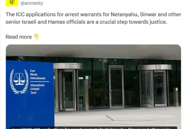 Amnesty International showing its hypocrisy via an X Post. Photo: X.