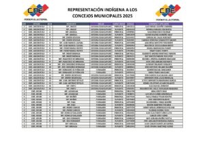 Concejales y Concejalas Indígenas Electos