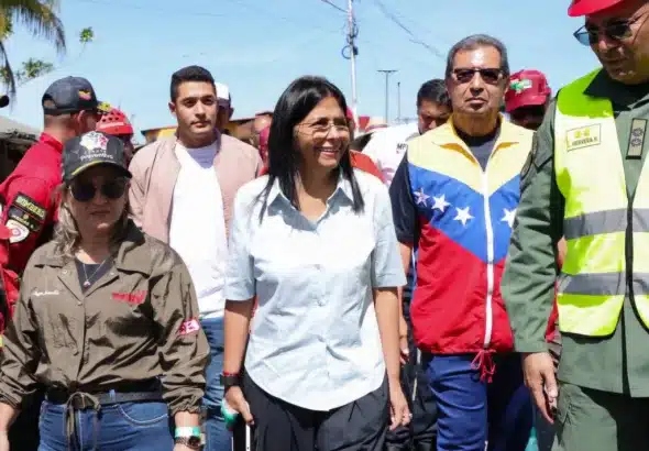 Venezuelan Vice President Delcy Rodríguez participates in the Bolivarian Militia enlistment drive in Carabobo. Photo: Vice Presidency of Venezuela.