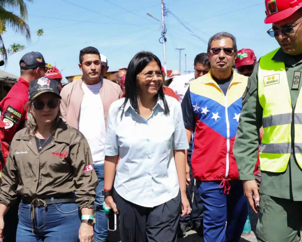 Venezuelan Vice President Delcy RodrĂguez participates in the Bolivarian Militia enlistment drive in Carabobo. Photo: Vice Presidency of Venezuela.