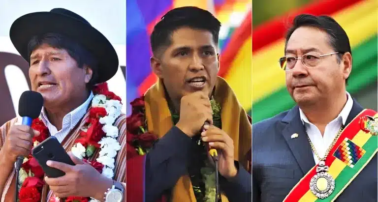 (Left to right) Evo Morales, Andrónico Rodríguez, and Luis Arce. Photo: Insurgente.