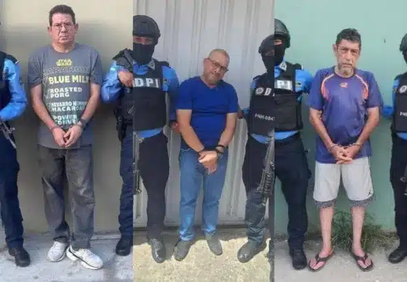 The three individuals arrested in Honduras for involvement in a coup and assassination plot. Photo: Diario El País Honduras.