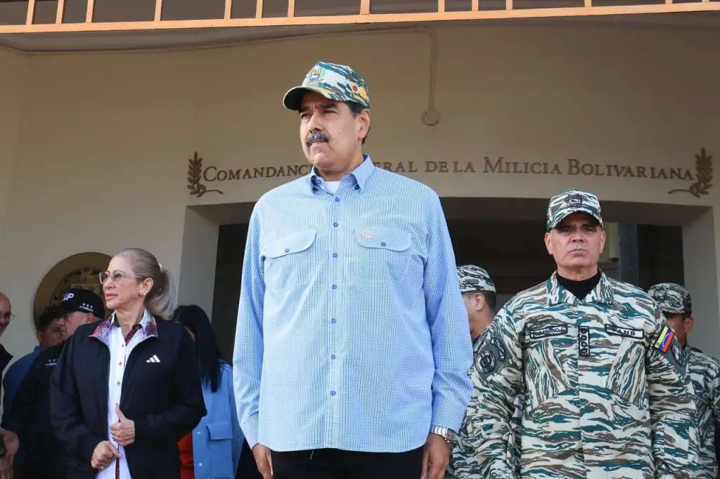 Venezuelan President NicolĂĄs Maduro leads the official event integrating the Bolivarian National Militia with the communes, August 21, 2025. Photo: Presidential Press.