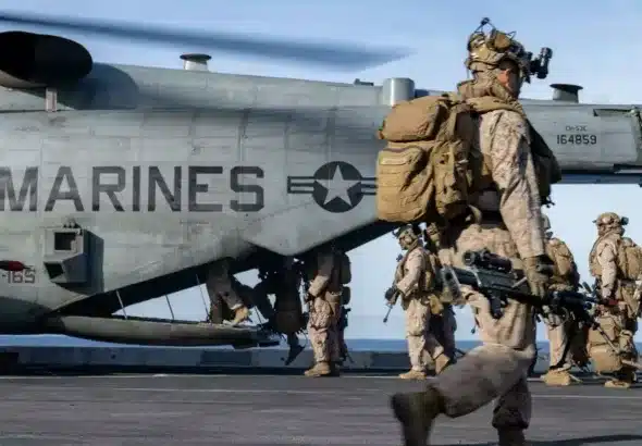 US Marines boarding a helicopter. Photo: File photo.