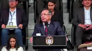 Colombian President Gustavo Petro during a military ceremony at General Santander Military School on Tuesday, August 12, 2025. Photo: Edited screenshot from Colombian Presidency video.