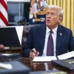 US President Donald Trump in his office in the White House. Photo: EFE.