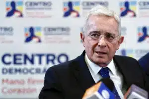 Colombian ex-President Álvaro Uribe at a press conference of his party, Democratic Center. Photo: EFE.