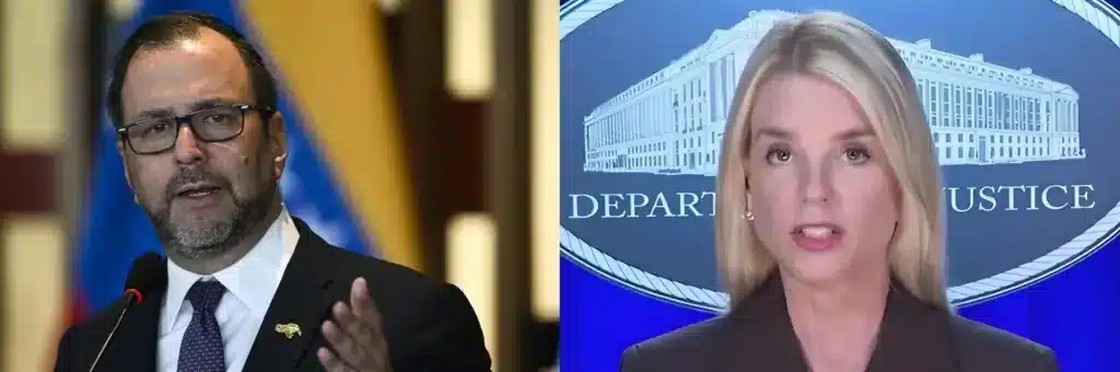 Venezuelan Foreign Minister Yván Gil (left) and US Attorney General Pam Bondi (right). File photo.