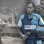 Palestinian journalists, martyred in an Israeli strike on August 10, 2025, reports from the northern Gaza Strip. Photo: The Cradle.