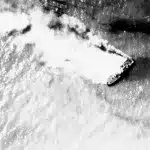 A North Vietnamese Shantou-class gunboat burns near Hon Ne Island, after an attack by aircraft from the US Navy aircraft carrier USS Constellation (CVA-64), off North Vietnam's Lach Chao Estuary, 5 August 1964. Photo: US Navy/Wikipedia/File photo.