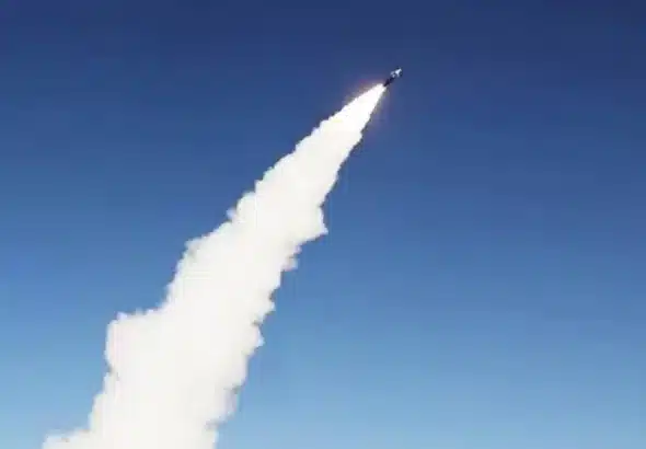 Launch of a Yemeni "Palestine-2" hypersonic ballistic missile against an Israeli target. Photo: PressTV/File photo.