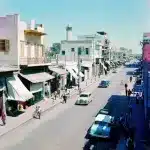 Archival photo of old Gaza market and the historic Omari Mosque, ca. 1960. Photo: File Image.