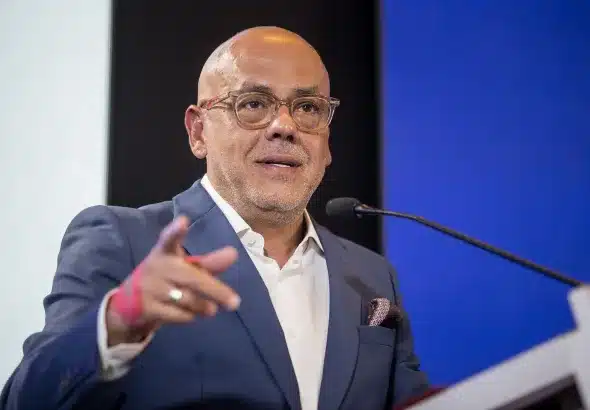 The president of the National Assembly of Venezuela, Jorge Rodríguez, speaks at the launch of Sovereignty and Peace Councils throughout the national territory, September 24, 2025. Photo: EFE.