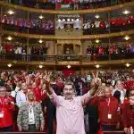 Venezuelan President Nicolás Maduro with PSUV leaders and members at the special plenary session of the party congress. Photo: PSUV.