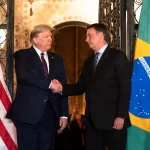 Donald Trump greets Jair Bolsonaro, March 2020. Photo: MRonline/Wikimedia.