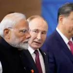 Indian Prime Minister Narendra Modi, Russian President Vladimir Putin, and Chinese President Xi Jinping attend a photo ceremony prior to the BRICS Summit plenary session in Kazan, Russia, in October 2024. Photo: Alexander Zemlianichenko via Reuters/file photo.