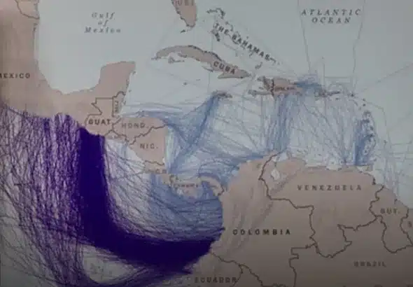 Maritime drug flows from South America in 2017. Photo: Adam Isaacson.