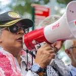 Colombian president Gustavo Petro during a demonstration for Palestine in New York. Photo: X.